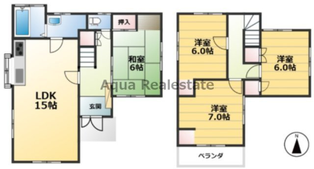 高松市由良町　リノベ住宅の間取り