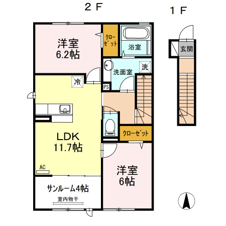 Ｋａｄｏｙａｋａｎ　A棟の間取り
