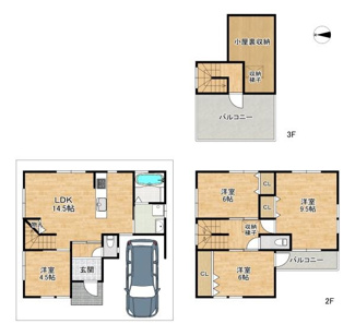 【間取り】 | 屋上付き4LDKの中古戸建て！