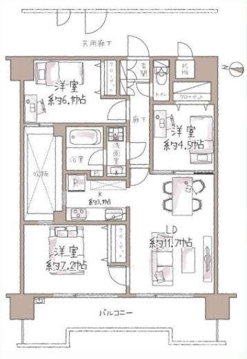 『八王子市マンション』マイキャッスル八王子元横山町【仲介手数料無料】　八王子市元横山町2-4-17の間取り|～仲介手数料無料☆八王子ひなた不動産～マイキャッスル八王子元横山町