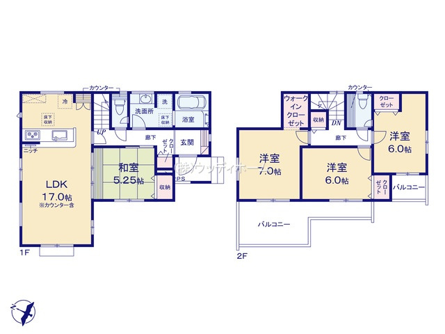春日部市粕壁東5丁目　新築一戸建ての間取り