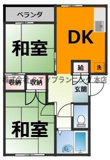 仲介手数料0円！コーポたちばなの間取り