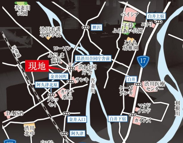 【新築】渋川市金井　１号棟(全２棟)　グラファーレ　新築建売分譲の地図