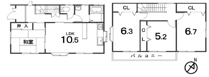 狭山市北入曽中古戸建の間取り|ご家族が自然と顔を合わせやすい、暮らしやすい動線に配慮された開放的な間取り図です。各居室へ行き来しやすく、それぞれのプライベートな時間と団らんの時間の両方を快適にお過ごしいただける設計です。