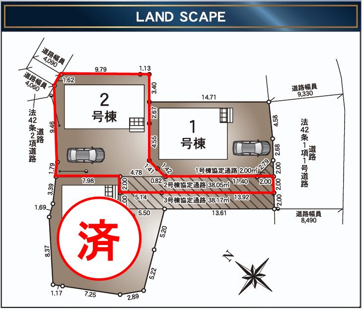 郡山市富田町字町内　　　　2号棟　　　富田小学校、富田中学区の区画図