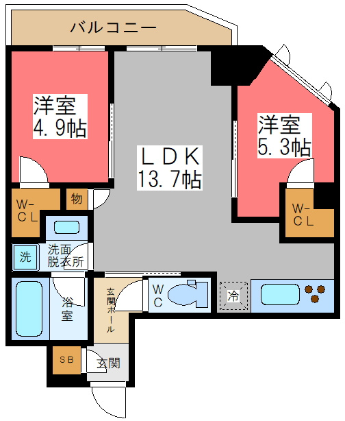 ファレール笹塚Ⅱの間取り