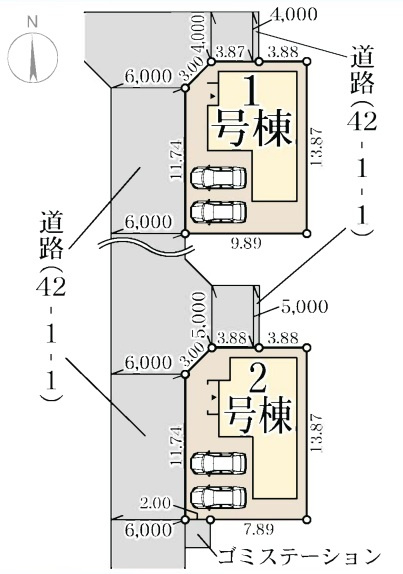 高砂市阿弥陀町北池2期　　新築戸建の区画図