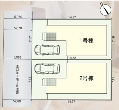 【区画図】 | 守山市下之郷１丁目　第２全２棟２号棟