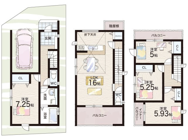羽曳野市西浦　第2期　新築一戸建ての間取り