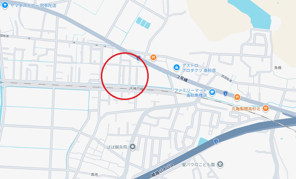 高砂市阿弥陀町北池2期　　新築戸建の地図