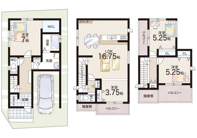 羽曳野市西浦　第1期　新築一戸建ての間取り