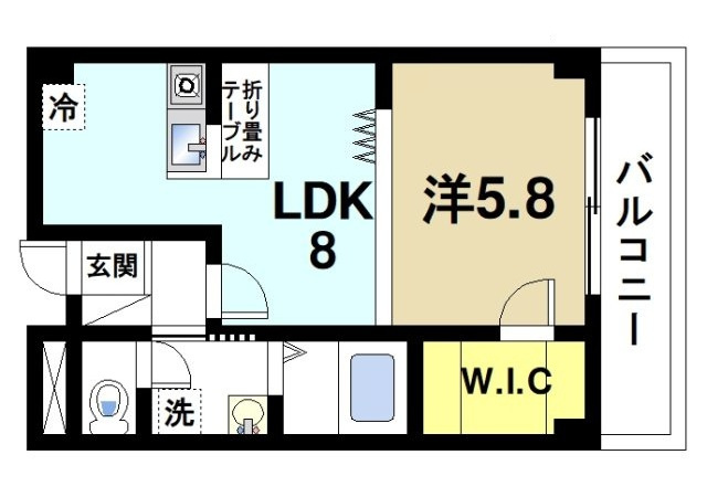 アンソレイエ　（前裁町）の間取り|使いやすい1LDKです