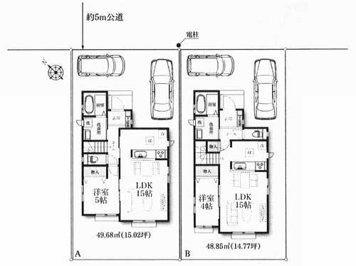 横浜市戸塚区原宿３丁目　新築戸建全2棟　の区画図