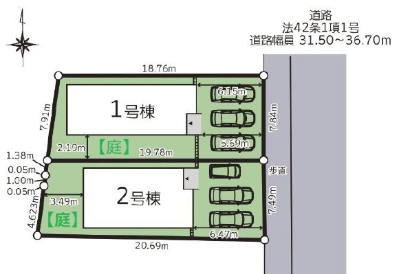 【新築戸建】札幌市手稲区星置1条8丁目2棟の区画図