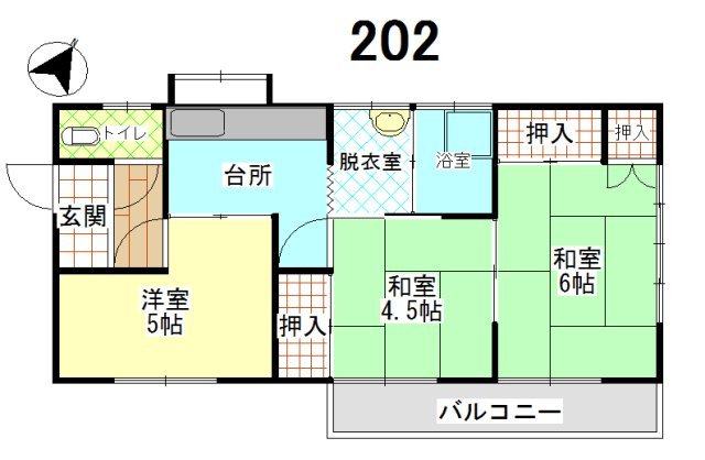 宇土市新町１丁目の一棟アパートの間取り|202