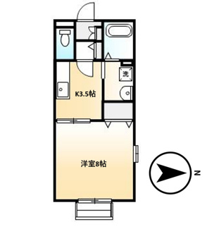 【間取り】 | メゾン・ド・ブラン旭　B | 1K
