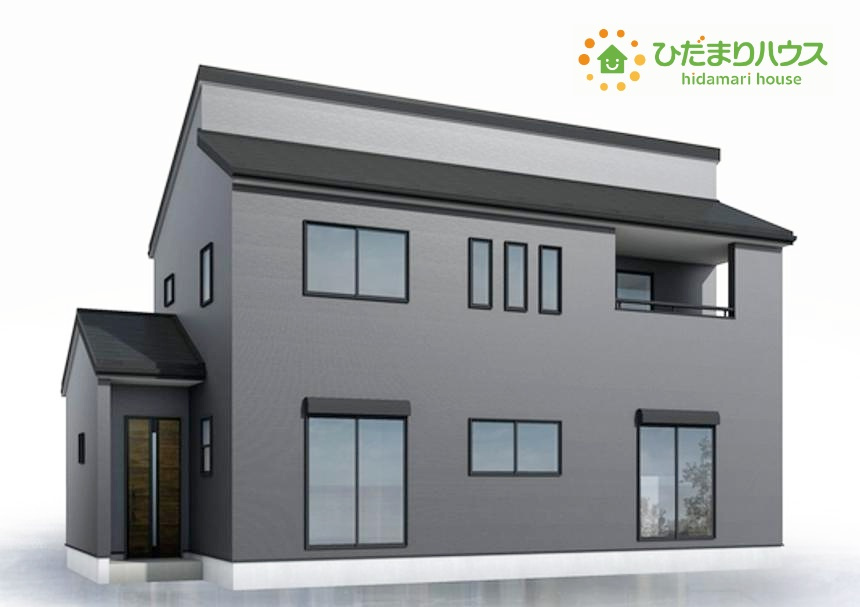 北茨城市汐見ヶ丘3期　新築戸建の外観パース|たっぷりの陽光と心地よい風が舞い込む住まい♪