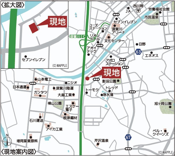 新築戸建・新築建売　須賀川市影沼町第4　第一小・第一中の地図