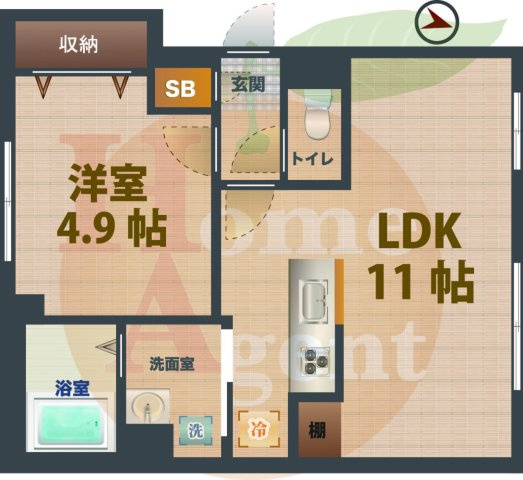 【間取り】 | ウェルスクエア西新宿五丁目 | 1LDKのお部屋です。