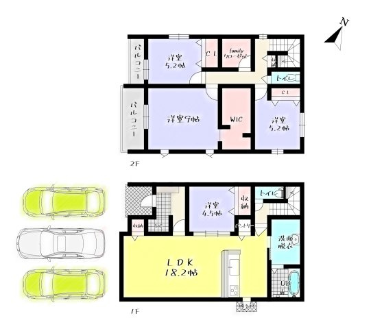 Adoble＋ーアドブル＋ー小倉北区常磐町1期　【小倉北区　新築戸建て】の間取り|Adoble＋ーアドブル＋ー小倉北区常磐町1期　【小倉北区　新築戸建て】