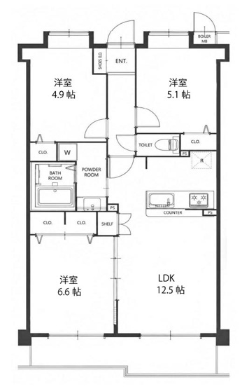 【間取り】 | サングレール・アペックス | 専有面積62.35㎡