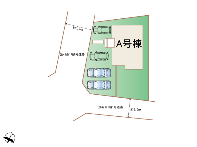 宮崎市神宮1丁目　新築住宅（A号棟）の区画図