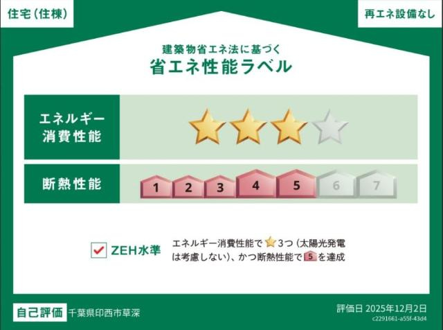 草深　アパート新築工事　北側の外観|省エネ性能ラベル