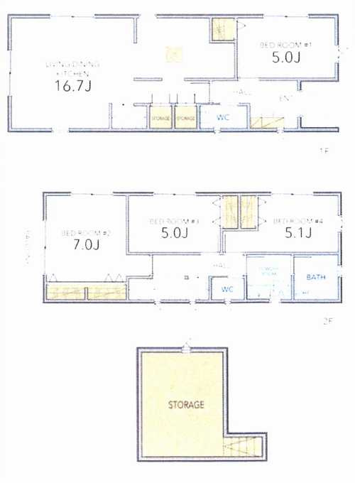 横浜市神奈川区三ッ沢下町　リフォーム中古戸建の外観パース