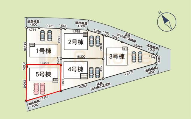 土浦市神立町第9　新築戸建て　5号棟の区画図|大きなお買い物だからこそ、メリット・デメリットを伝えさせて頂きます。
R-homeにお任せください♪