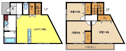 折戸町２－１－２戸建賃貸の間取り