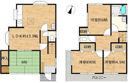 所沢市下安松中古戸建の間取り