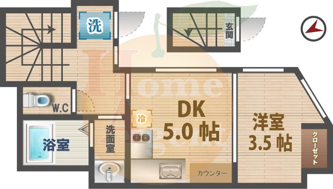 【間取り】 | 方南町テラスハウスE | 1Rのお部屋です。