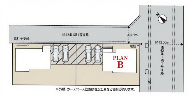 つくば市高野台3丁目　新築戸建　B号棟の区画図
