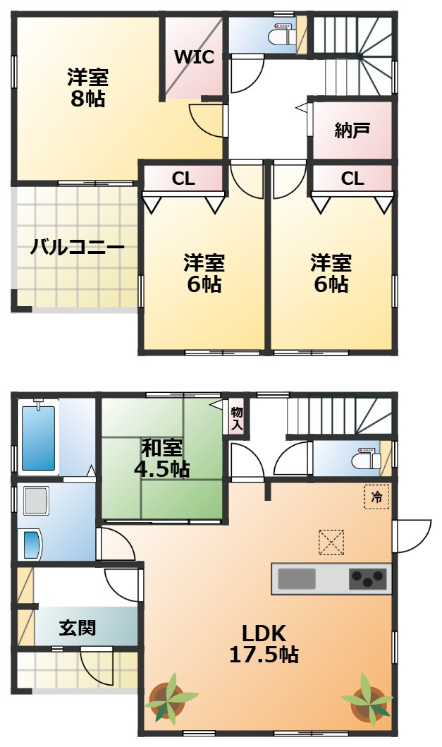 LiveleGarden.S下野市上大領の間取り|南向きで陽当たりの良い間取りです