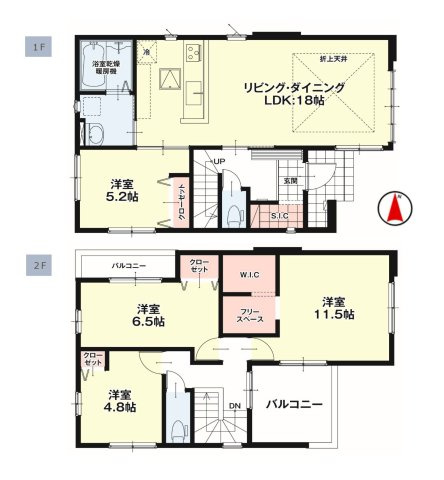 春日市惣利6丁目第2-2棟（1号棟）　の間取り