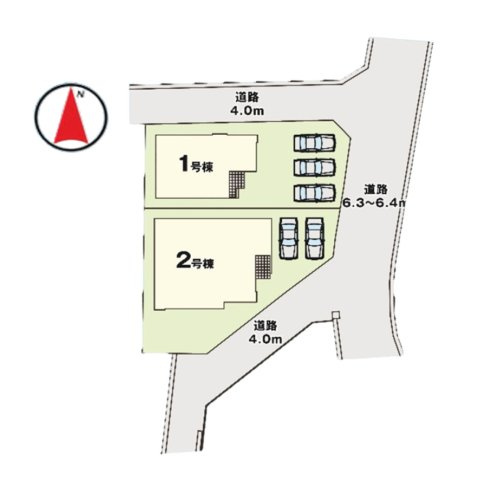 春日市惣利6丁目第2-2棟（1号棟）　の区画図|配置図（1号棟）