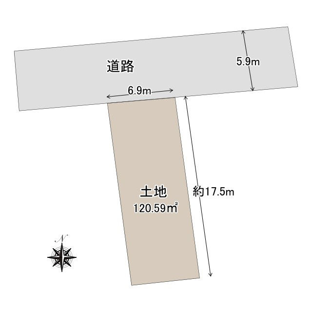 売土地　焼津市石津港町の土地図|前面道路は幅員5.9ｍあり、有効活用しやすい整形地です！