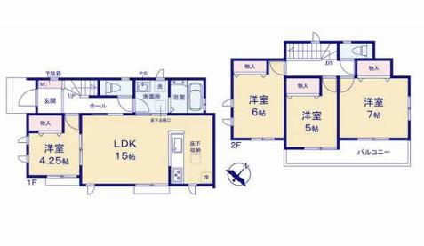 藤沢市鵠沼松が岡２丁目　新築戸建の間取り|南向き　４LDK