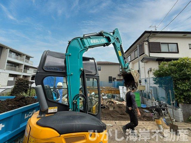 茅ヶ崎市香川5丁目　新築戸建　の外観|6月5日撮影　建築中　現地外観