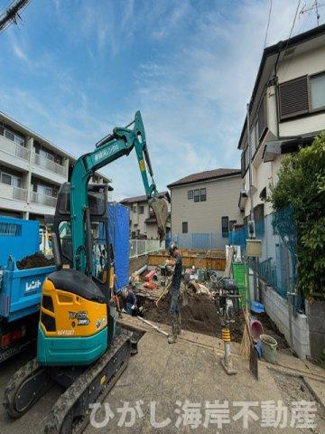 茅ヶ崎市香川5丁目　新築戸建　の外観|6月5日撮影　建築中　現地外観