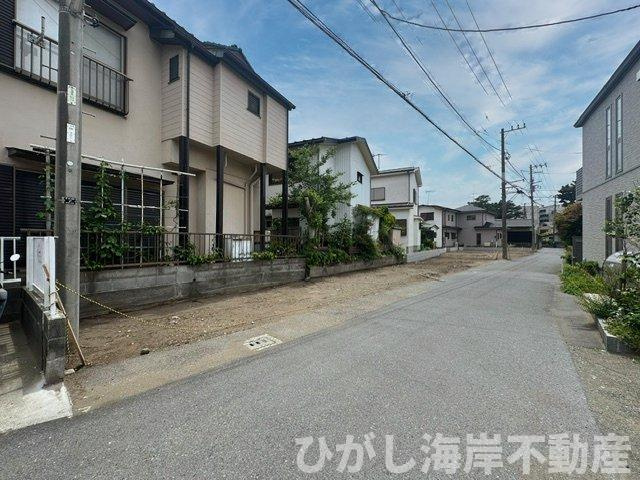 茅ヶ崎市中海岸　新築戸建　全３棟の外観|5月29日撮影　建築前　現地外観