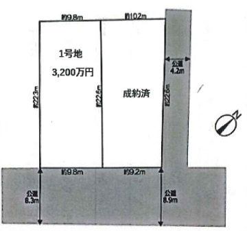 川越市天沼新田　建築条件なし売地　東武東上線『鶴ヶ島駅』徒歩11分　【名細小学区】の区画図