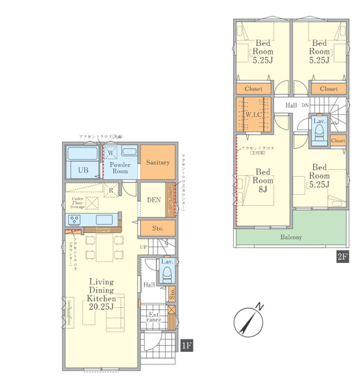 【間取り】 | 川越市稲荷町　新築一戸建住宅　全2棟　（ふじみ野店） | LDK20帖以上の広々空間！たっぷり収納できるＷＩＣもあります♪