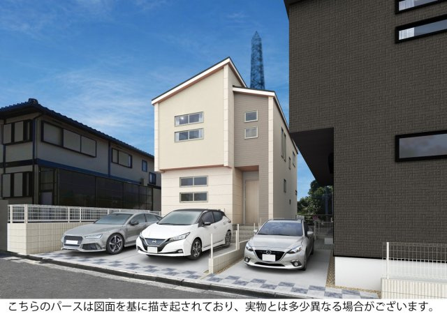 【外観パース】 | 東海市加木屋町鎌吉良根　2号棟【仲介手数料0円】