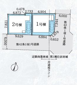 平塚市平塚2丁目  　新築戸建　全２棟の区画図|対象１号棟