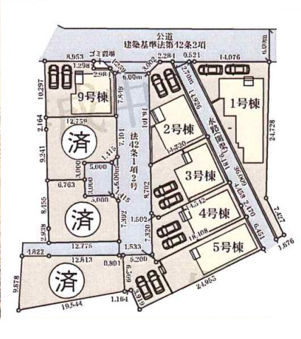 北葛飾郡松伏町松伏　松伏　新築戸建　全9棟の区画図|区画図です