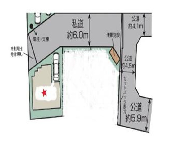 中古/志木市上宗岡１丁目の区画図|前面道路は幅6.0ｍ