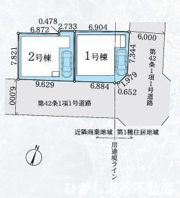 平塚市平塚2丁目  　新築戸建　全２棟の区画図|対象2号棟