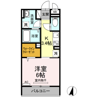【間取り】 | KS・D-room春日 | 1K