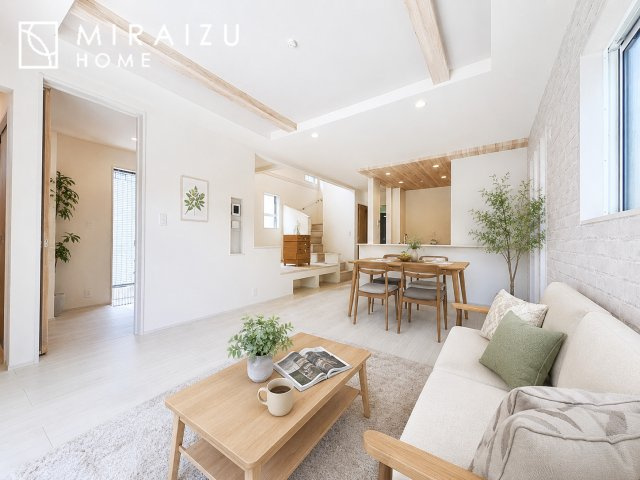 【居間・リビング】 | ※家具はイメージです、お子さんが宿題をしたり、ちょっとした作業もできる、家族みんながそれぞれの時間を過ごせるリビングです。